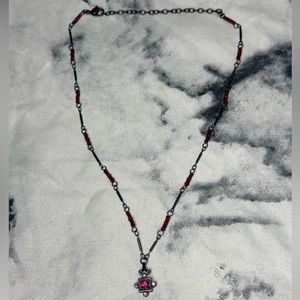 Gothic Red Aurora Borealis Charm Necklace
